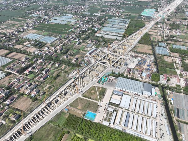 3、项目海门北站及核心区施工现场航拍